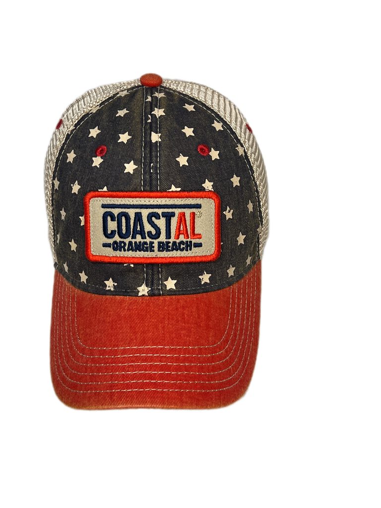 Costa Mesa California CA Old English Mens Trucker Hat Cap Red / Os